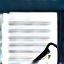 Icono estilizado representando un documento legal con una lupa encima.